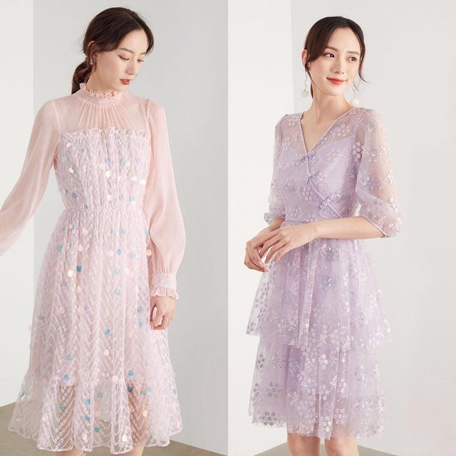 粉紫色系连衣裙